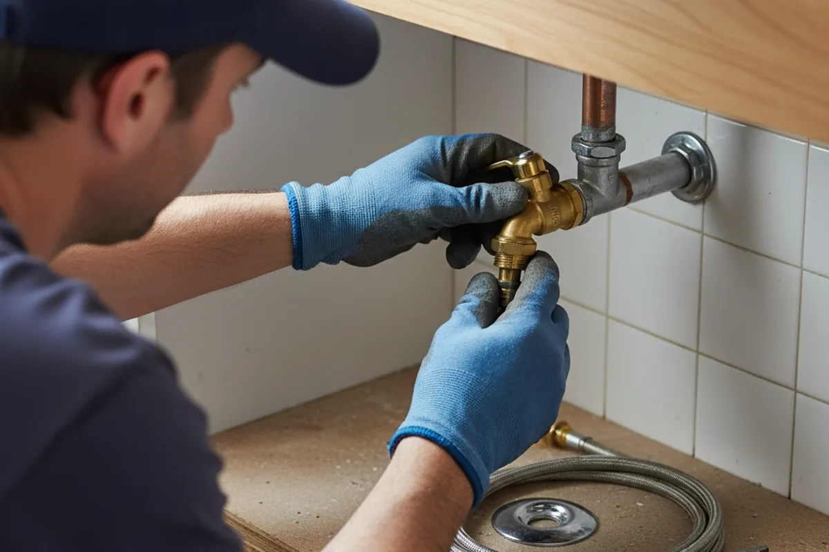Shutoff valve and fitting work during Burst Pipe Repair in Oriskany